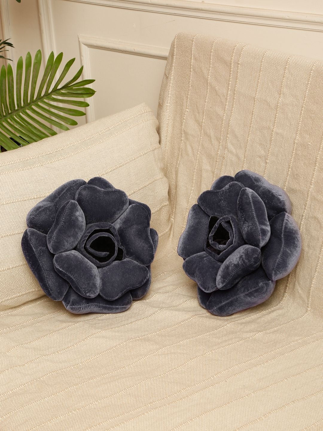 Grey poly cotton round cushions, set of 2